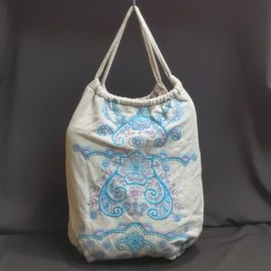 Embroidered grey tote